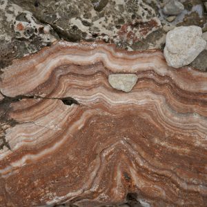 Detailed close-up of banded iron formations with unique textures found in Croatia.